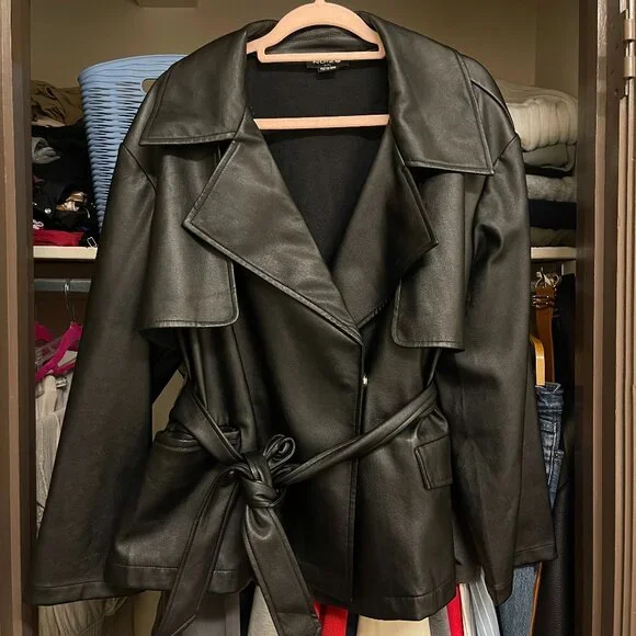 Noize Women's Black Leather Jacket - Picture 1 of 3